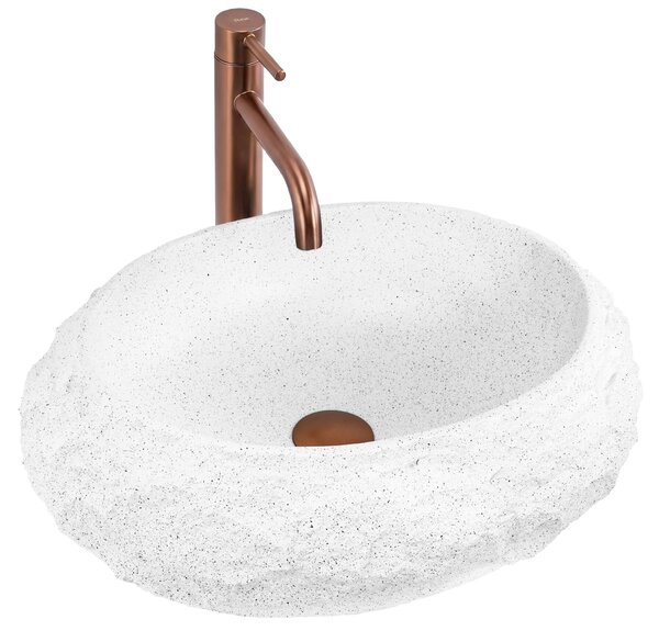 Rea Mika, oválné umyvadlo na desku, 500x380x150mm, bílá-imitace kamene, REA-U3223
