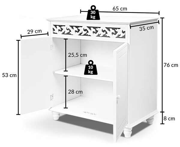 Casaria Komoda bílá 76 x 65 x 35 cm 100052