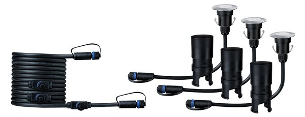 Paulmann 93949 Plug&Shine Mini, rozšiřovací set zápustných svítidel do exteriéru 3x2,5W LED 3000K stmívatelné, stříbrná, IP65
