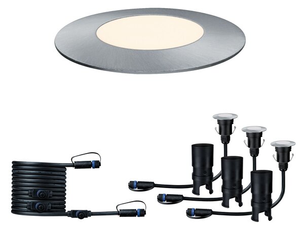 Paulmann 93949 Plug&Shine Mini, rozšiřovací set zápustných svítidel do exteriéru 3x2,5W LED 3000K stmívatelné, stříbrná, IP65