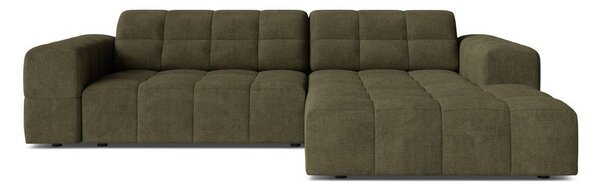 Khaki žinylková rohová pohovka (pravý roh/s lenoškou) Chicago – Cosmopolitan Design