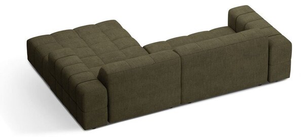 Khaki žinylková rohová pohovka (pravý roh/s lenoškou) Chicago – Cosmopolitan Design