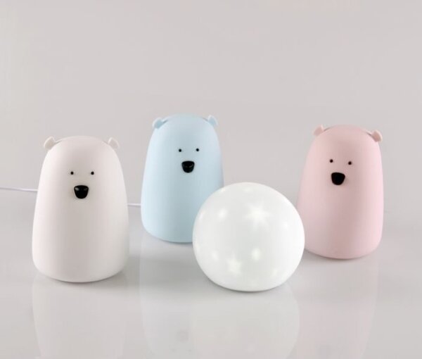 LED RGB Dětská dotyková lampička BEAR LED/0,8W/5V bílá + USB