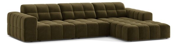 Khaki sametová rohová pohovka (pravý roh/s lenoškou) Chicago – Cosmopolitan Design