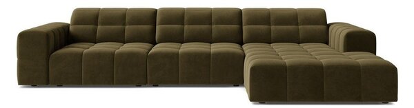 Khaki sametová rohová pohovka (pravý roh/s lenoškou) Chicago – Cosmopolitan Design