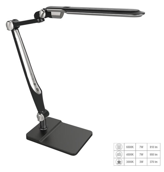 MENTOR stolní lampa LED 9W 192-489lm 3000-6500K, černá