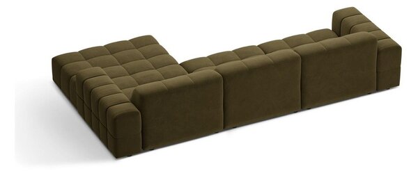 Khaki sametová rohová pohovka (pravý roh/s lenoškou) Chicago – Cosmopolitan Design