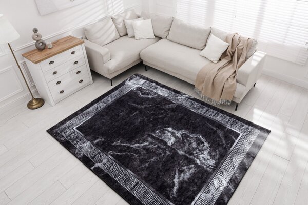 Dywany Łuszczów, Kusový koberec Miro 51278.810 Marble black / white, 80x150, černobílá, chodba / předsíň