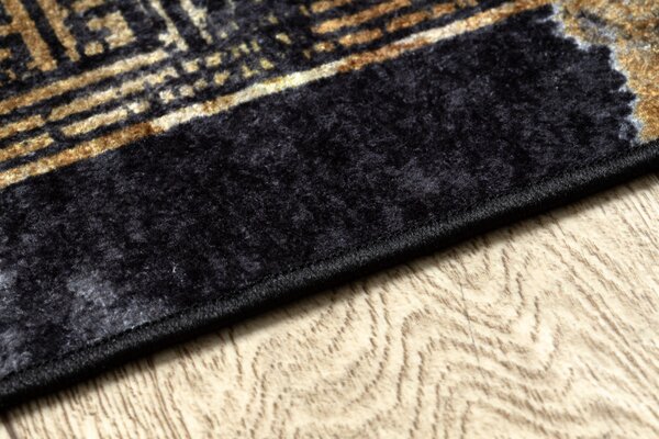 Dywany Łuszczów, Kusový koberec Miro 51278.809 Marble black / gold, 80x150, černá, chodba / předsíň