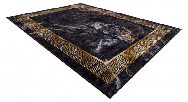 Dywany Łuszczów, Kusový koberec Miro 51278.809 Marble black / gold, 80x150, černá, chodba / předsíň
