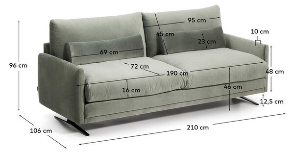 Zelená sametová pohovka 210 cm Veliro – Kave Home