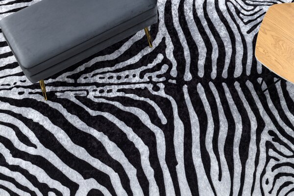 Dywany Łuszczów, Kusový koberec Miro 51331.803 Zebra black / white, 80x150, černobílá, chodba / předsíň