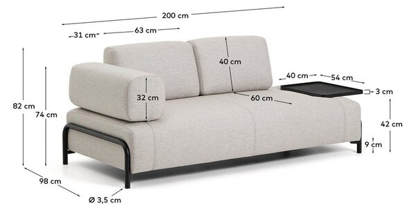 Šedobéžová modulární pohovka 220 cm Compo – Kave Home