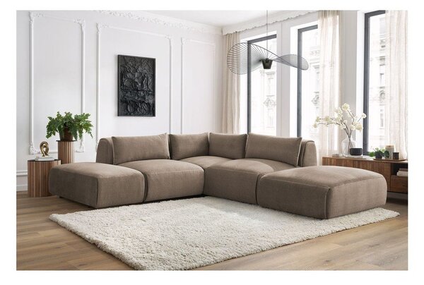 Taupe sametová modulární rohová pohovka Jeanne – Bobochic Paris