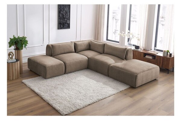 Taupe sametová modulární rohová pohovka Jeanne – Bobochic Paris