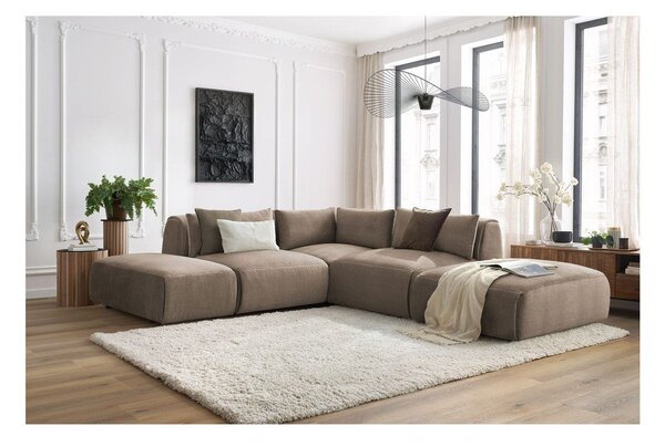 Taupe sametová modulární rohová pohovka Jeanne – Bobochic Paris