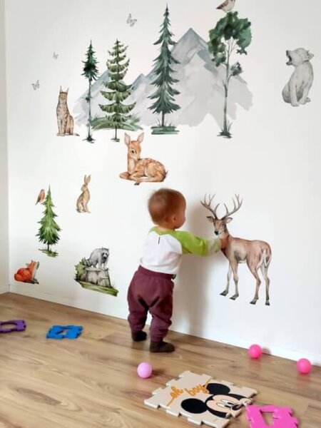 INSPIO-textilní přelepitelná samolepka - Samolepky na zeď pro děti - Forest, lesní zvířátka