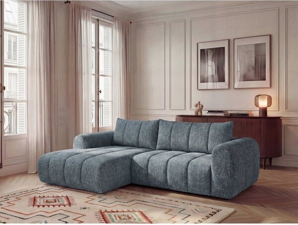 Modrá rohová pohovka (levý roh/s lenoškou) Nesty – Bobochic Paris