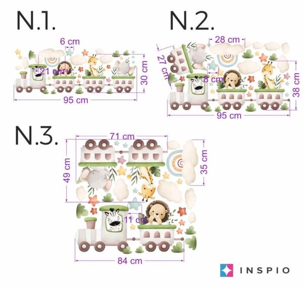 INSPIO-textilní přelepitelná samolepka - Samolepky na zeď - Vlak se zvířaty