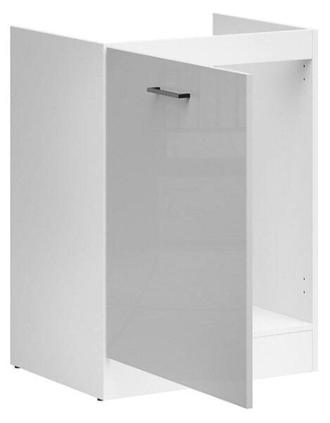 Kuchyňská skříňka Junona Tafla 60 cm, levá, bílá/šedá lesk