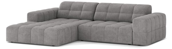 Šedá žinylková rohová pohovka (levý roh/s lenoškou) Chicago – Cosmopolitan Design