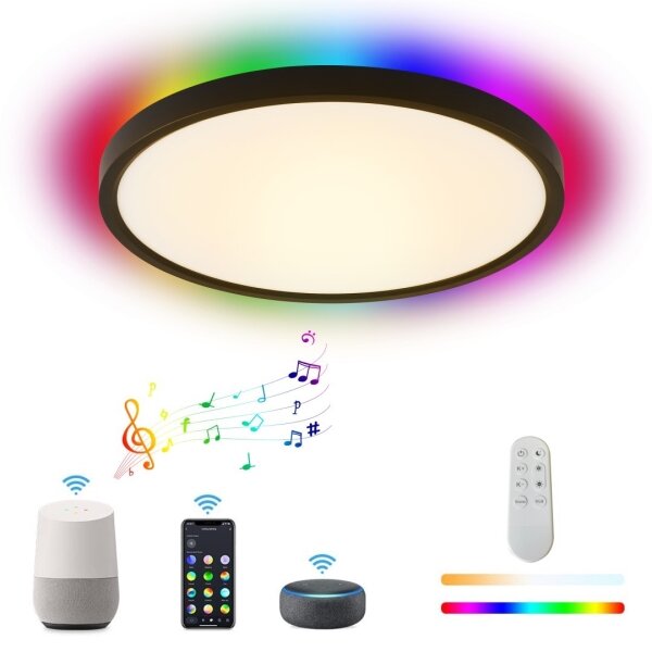 Immax NEO 07166-B40-LED RGBCCT Stmívatelné svítidlo 50W/230V Wi-Fi Tuya černá+DO