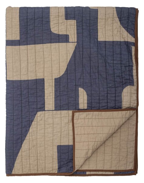 Prošívaný bavlněný přehoz Roosi Blue 150 x 130 cm
