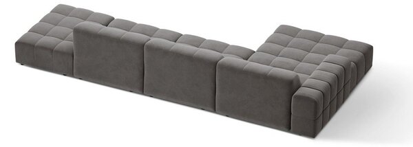 Šedá sametová rohová pohovka (levý roh/s lenoškou) Chicago – Cosmopolitan Design