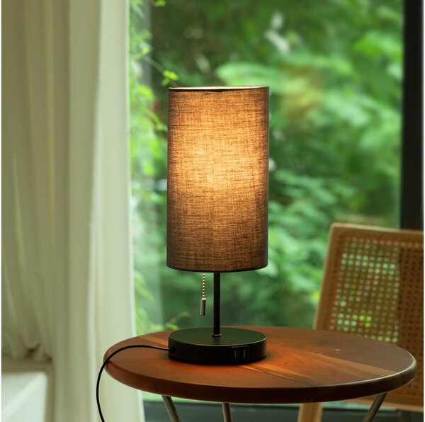 Aigostar - Stolní lampa s USB portem 1xE27/40W/230V černá