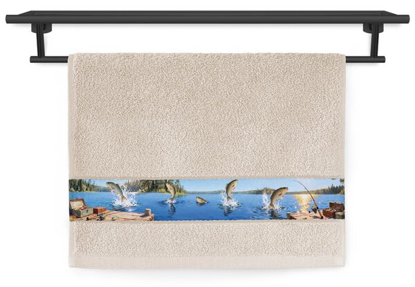 Ručník Veba RUJANA tisk Tajemství tiché vody béžová Velikost: 30x50 cm