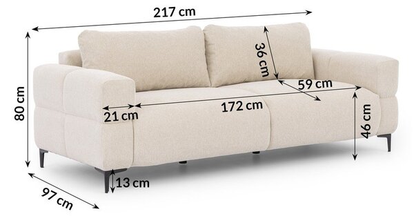 Krémová pohovka 217 cm Helio – Ropez