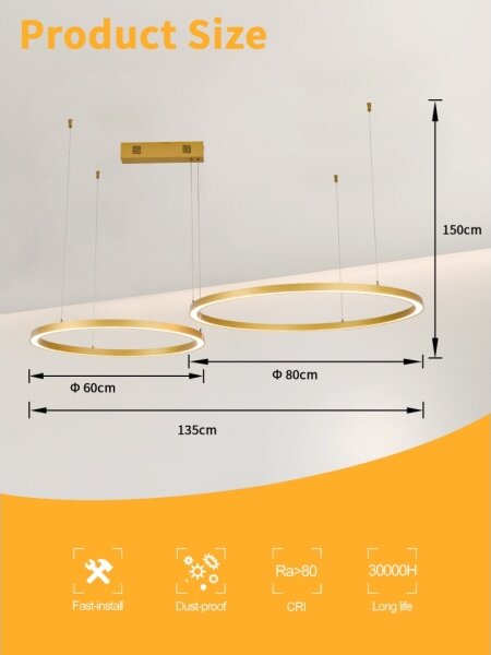 Immax NEO 07218L - LED Stmívatelný lustr FINO 93W/230V 60/80cm zlatá Tuya+DO