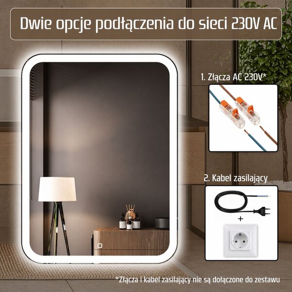 Venti Prima zrcadlo 60x80 cm obdélníkový s osvětlením stříbrná 5907722357915
