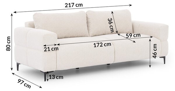 Bílá pohovka 217 cm Helio – Ropez
