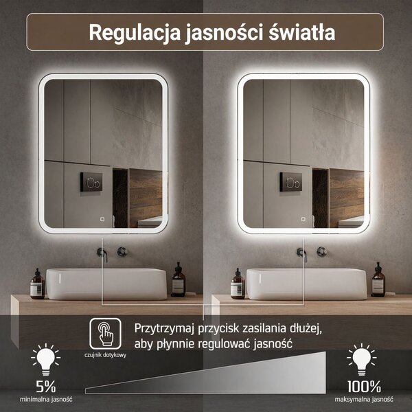 Venti Prima zrcadlo 60x80 cm obdélníkový s osvětlením stříbrná 5907722357915