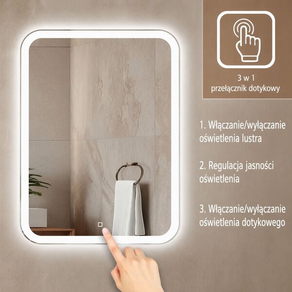 Venti Prima zrcadlo 60x80 cm obdélníkový s osvětlením stříbrná 5907722357915