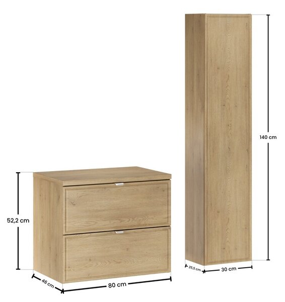Comad Koupelnová sestava Terra s deskou a skříňkami 60 cm dub cremona