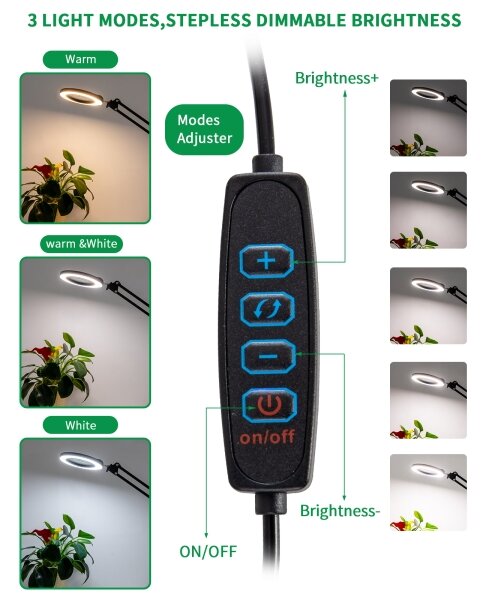 Brilagi - LED Stmívatelná stolní lampa s lupou LED/12W/5V 3000/4200/6000K černá