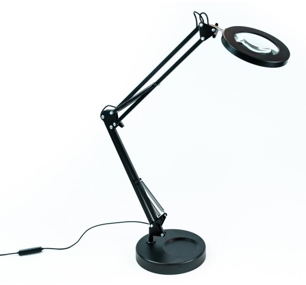 Brilagi - LED Stmívatelná stolní lampa s lupou LED/12W/5V 3000/4200/6000K černá