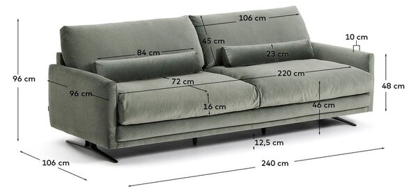 Zelená sametová pohovka 240 cm Veliro – Kave Home