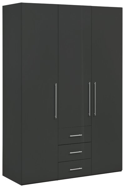 ŠATNÍ SKŘÍŇ S OTOČNÝMI DVEŘMI, antracitová, vysoce lesklá antracitová, 146,6/218,6/59 cm Xora - Šatní skříně