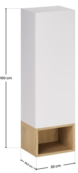 Comad Závěsná koupelnová skříňka Aster 30 cm dub cremona/bílá