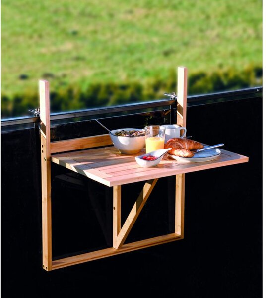 Kesper Bambusový balkonový skládací stoleček, bez montáže, závěsný BALKON, 64x72x44cm
