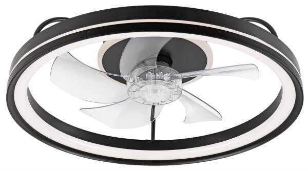 LED Stropní svítidlo s ventilátorem FARGO LED/37W/230V černá + DO