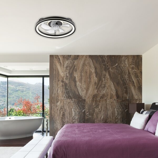 LED Stropní svítidlo s ventilátorem FARGO LED/37W/230V černá + DO