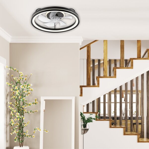 LED Stropní svítidlo s ventilátorem FARGO LED/37W/230V černá + DO