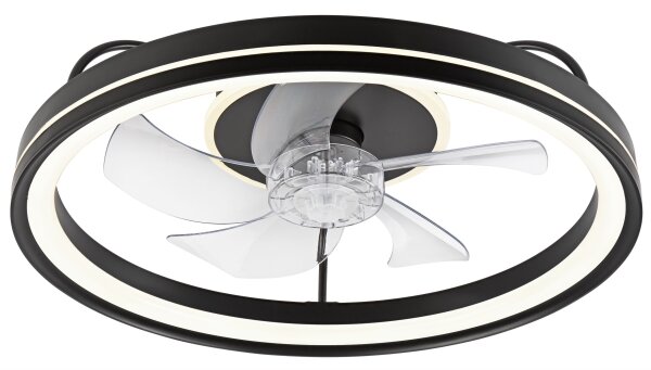 LED Stropní svítidlo s ventilátorem FARGO LED/37W/230V černá + DO