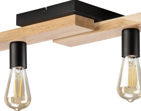 Přisazený lustr MATTE 4xE27/15W/230V černá/dub