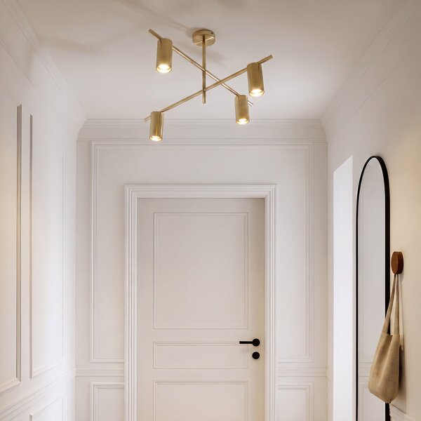 Stropní Lampa Lindby, Marilou, stmívatelné, Zlatá / mosazná, Obývací pokoj, Kov, Moderní