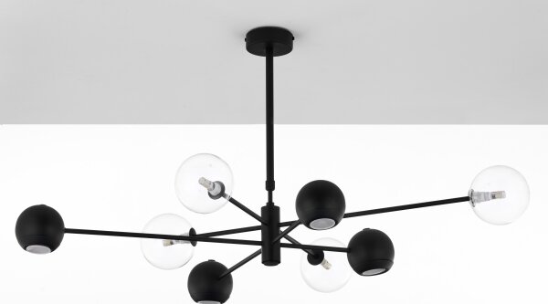 Jupiter 1996 - Lustr na tyči MOKA 4xGU10/10W/230V + 4xG9/10W/230V černá/čirá